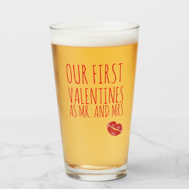 FIRST VALENTINES AS MR. AND MRS. LOVE KISS GLASS (Front Filled)