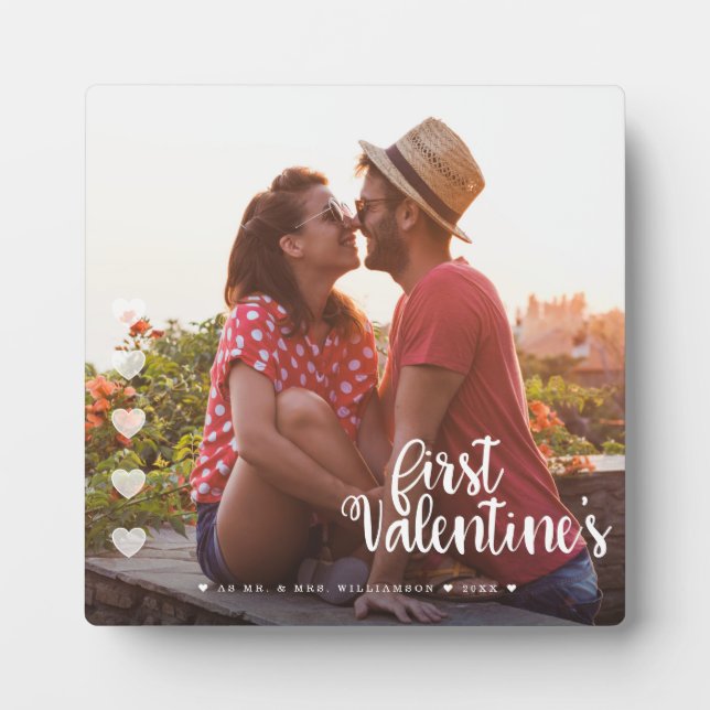 First Valentine's as Mr & Mrs Minimal Couple Photo Plaque (Front)