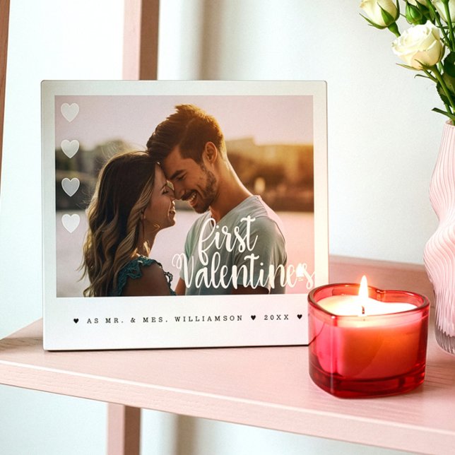 First Valentine's as Mr & Mrs Minimal Couple Photo Plaque (First Valentine's as Mr & Mrs Minimal Couple Photo Plaque)