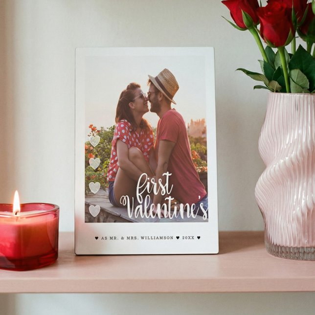 First Valentine's as Mr & Mrs Minimal Couple Photo Plaque (First Valentine's as Mr & Mrs Minimal Couple Photo Plaque)