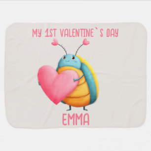 First Valentines Day Cute Bug T-Shirt Baby Blanket