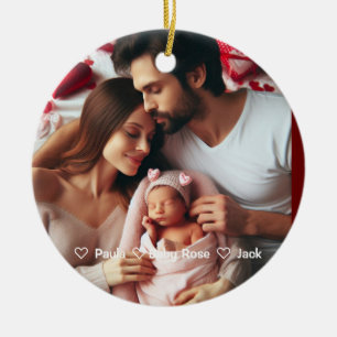 First Valentines Day Grandmother   Custom Photo  Ceramic Ornament