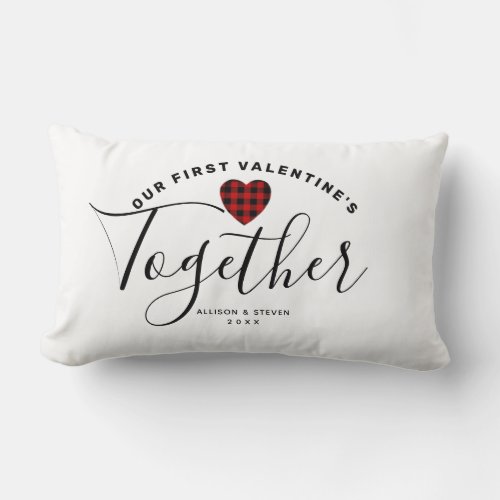 First Valentines Day Heart Couples Personalized Lumbar Pillow