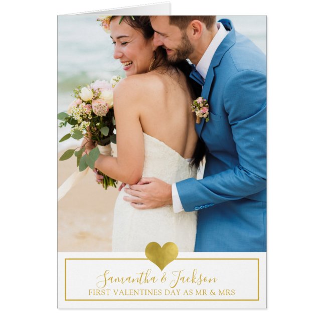 First Valentine's Day Married 3 Photo Cards (Front)