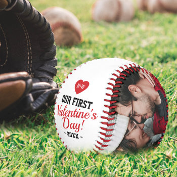 First Valentine's Day Photo Baseball by special_stationery at Zazzle