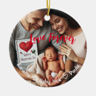 First Valentines Day Together   Custom Photo  Ceramic Ornament
