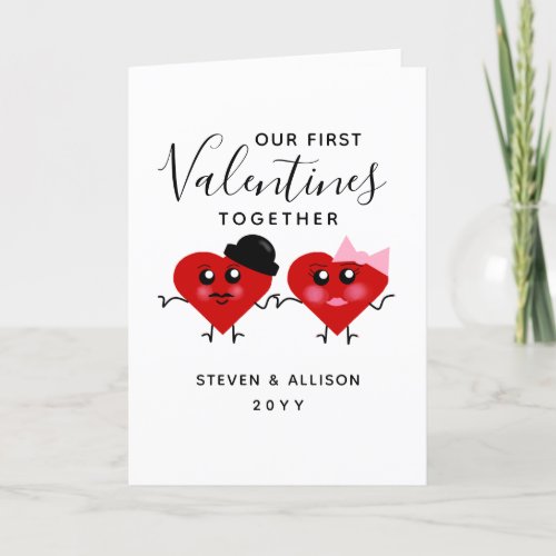 First Valentines Day Together Funny Red Hearts Holiday Card