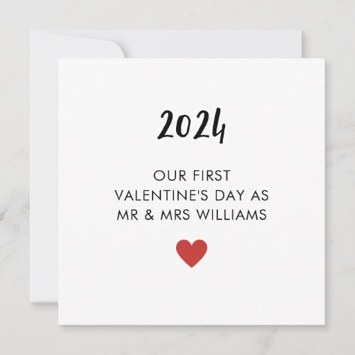 First Valentines Married As Mr And Mrs Card