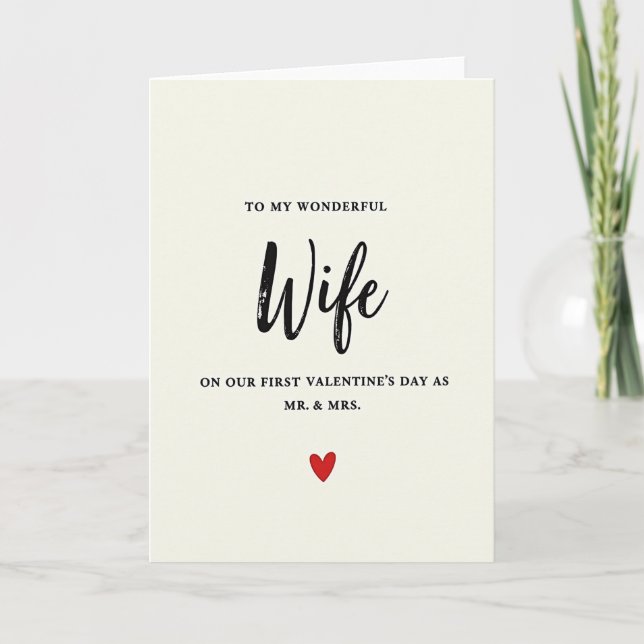 First Valentines Mr And Mrs Wife Card (Front)