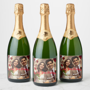 First Valentines's Day Together Photo Spanish Sparkling Wine Label