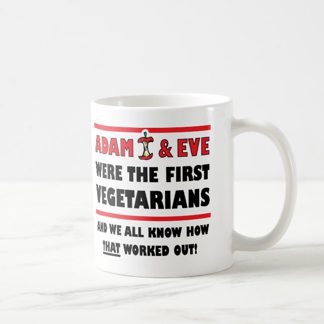 First Vegetarians Funny Mug or Travel Mug (Right)