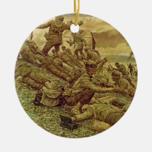 First Wave at Omaha by Ken Riley Ceramic Ornament (Front)