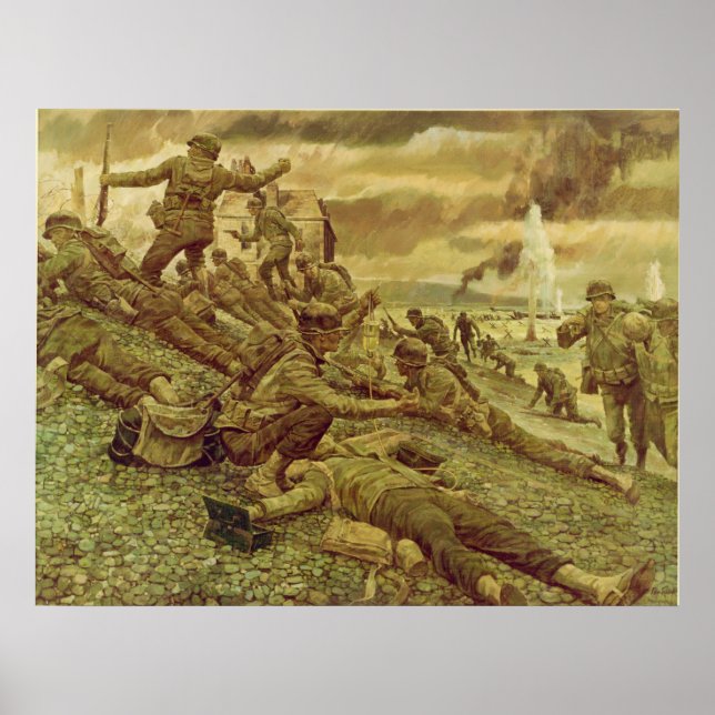 First Wave at Omaha by Ken Riley Poster (Front)