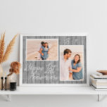 First Wedding Anniversary 2 Photo Collage Poster<br><div class="desc">Custom 2 photo collage poster for a 1st wedding anniversary. Features a gray wood background image and can be personalized with the couple's initials or any custom text to celebrate your first year married.</div>