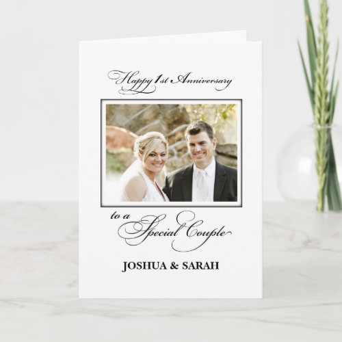 First Wedding Anniversary Custom Name and Photo Card