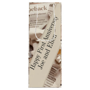 First Wedding Anniversary Editable Wine Gift Bag