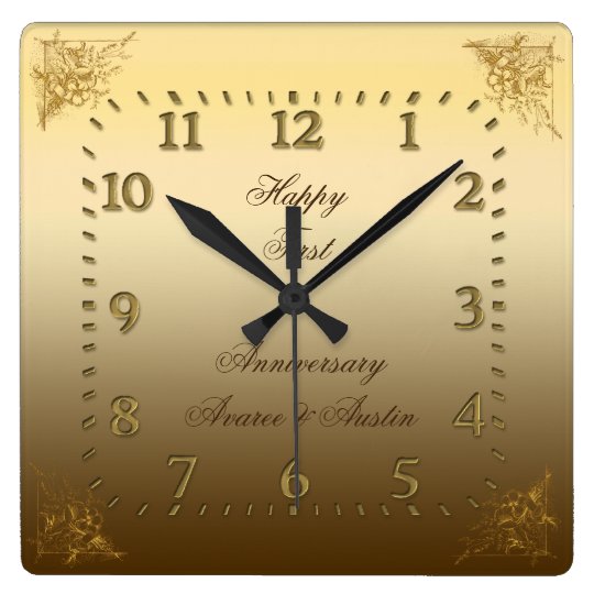 First Wedding Anniversary Elegant Clock