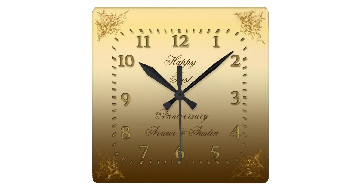 First Wedding Anniversary Elegant Clock Zazzle