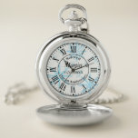 First Wedding Anniversary Husband Gift Pocket Watch<br><div class="desc">Editable text with personal name,  wedding anniversary date; an elegant and stylish keepsake gift from a wife to her husband. Shown here in celebration of a first wedding anniversary but feel free to edit the text for any anniversary</div>