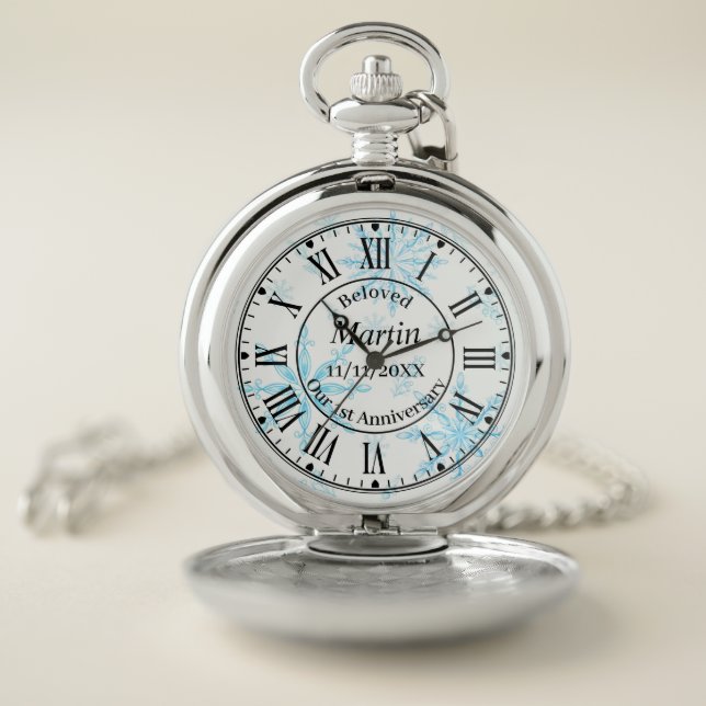 First Wedding Anniversary Husband Gift Pocket Watch (Inside)