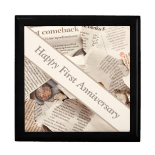 First Wedding Anniversary Newspaper Gift Box