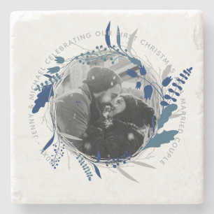 First Wedding Anniversary PHOTO Gift Under $10 Stone Coaster