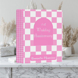 First Wedding Anniversary Romantic Memories Pink  Mini Binder