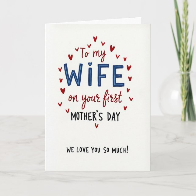 First Wife Mothers Day Hearts Card (Front)
