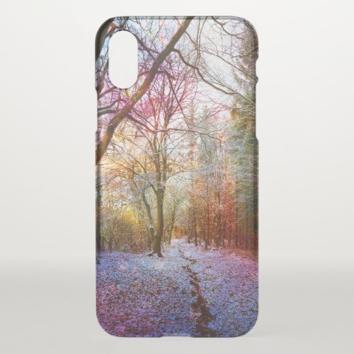 First Winter Enchanted Lights Wood Path iPhone X Case
