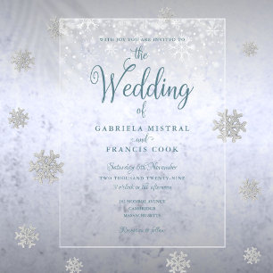 First Winter Snowflakes Elegant Script Wedding Acrylic Invitations