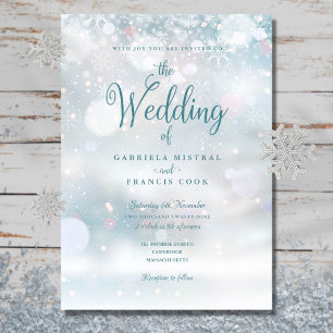 First Winter Snowflakes Elegant Script Wedding Invitation