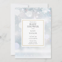 First Winter Snowflakes QR Code Baby Shower Invitation