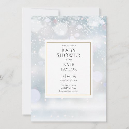 First Winter Snowflakes QR Code Baby Shower Invitation