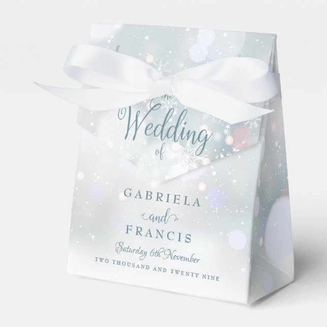 First Winter Snowflakes Wedding Favor Box (Front Side)