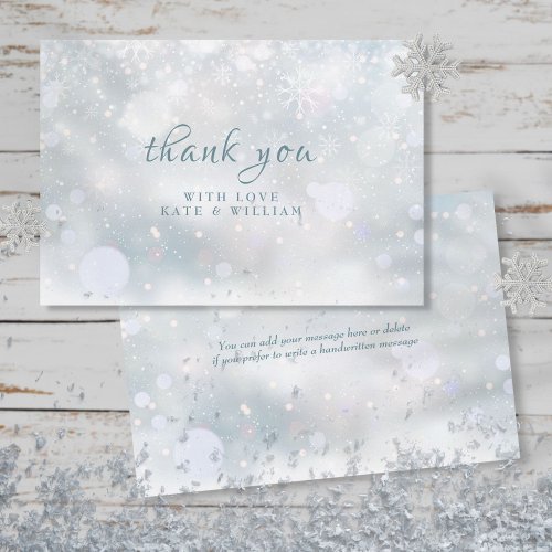 First Winter Snowflakes Wedding Thank You Card