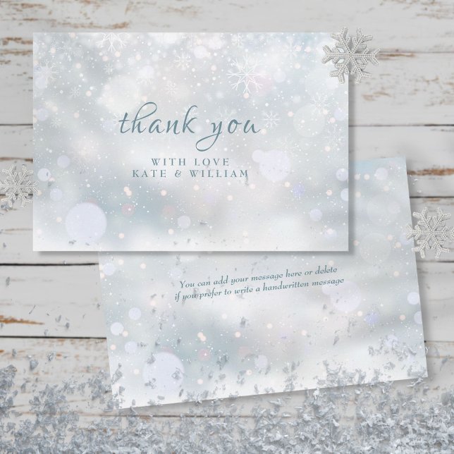 First Winter Snowflakes Wedding Thank You Card (Creator Uploaded)