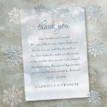 First Winter Snowflakes Wedding Thank You Place Card<br><div class="desc">Featuring delicate snowflakes falling across this special winter wedding celebration thank you reception card. Personalized with your special thank you message set in elegant typography. A special keepsake thank you for your guests. Designed by Thisisnotme©</div>