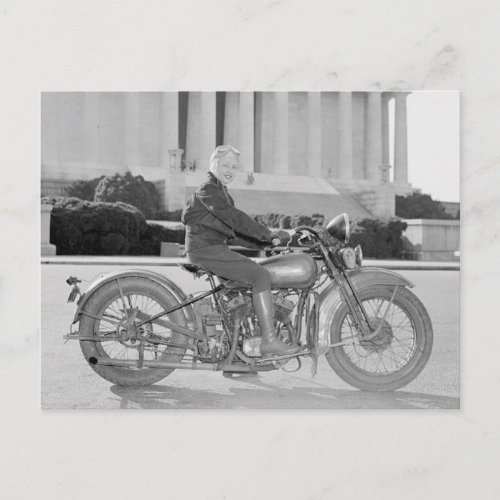 First women to get Motorcycle licence Washington Postcard