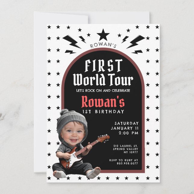 First World Tour Birthday Invitation with Photo (Front)