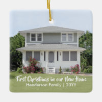 First Xmas Chic Modern Script House Photo New Home Ceramic Ornament
