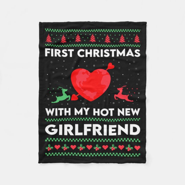 First Xmas With My New Girlfriend Men Ugly Christ  Fleece Blanket (Front)