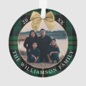 First XMax In Our New Home Green Plaid 2 Photo Ornament (Back)