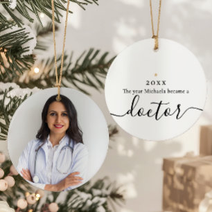 First year As A Doctor Name & Photo Milestone Ceramic Ornament
