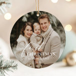 First Year as Mom & Dad Christmas Photo  Ceramic Ornament<br><div class="desc">Celebrate this year with this elegant and timeless photo ornament, featuring the text "First Year as Mom & Dad" where you can add a custom name. With it's classic design this keepsake will hold cherished memories for years to come. Perfect as a gift for new parents, this ornament is a...</div>