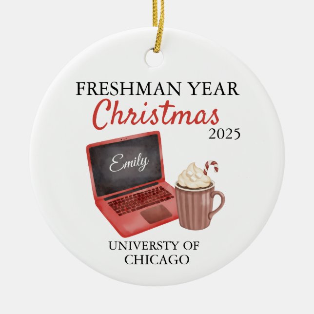 First Year At College Ornament 2025, Freshman Year (Front)