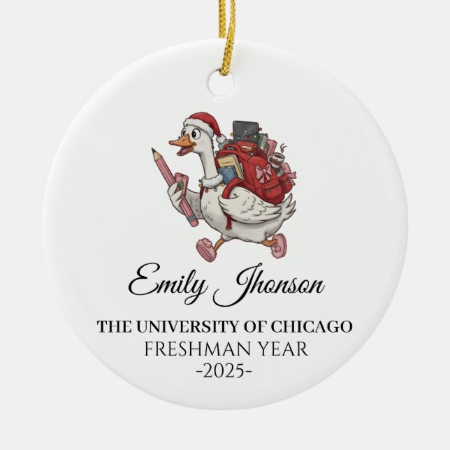 First Year At College Ornament, College Christmas  Ceramic Ornament (Front)