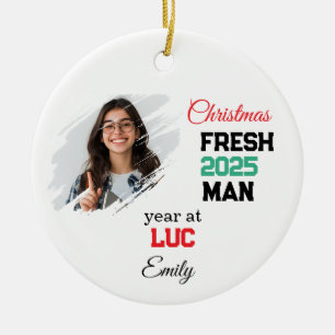 First Year At College Ornament, Custom Freshman Ceramic Ornament