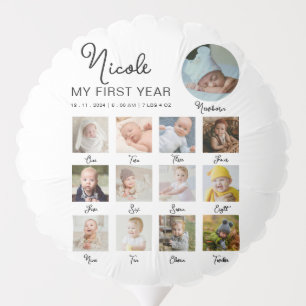 First Year Baby 12 Months Birthday Photo Collage Balloon