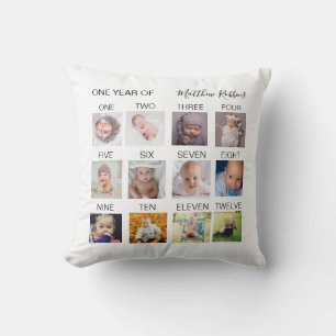 First Year Baby Photo Collage Throw Pillow