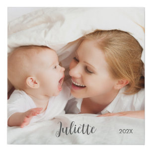 First Year Baby Photo Template Personalized   Faux Canvas Print